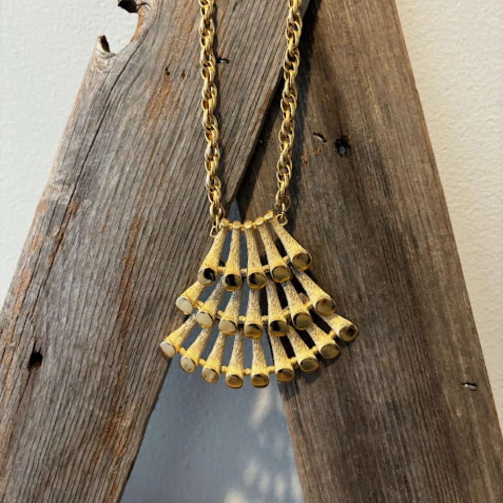 Napier "Pipes of Pan" Vintage necklace, Brutalist-style from 1970's- SO COOL!